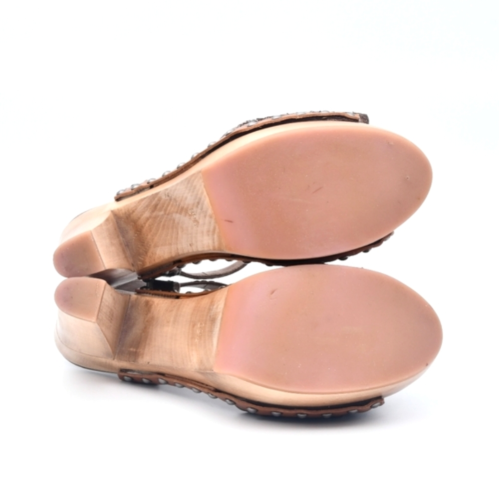 SOLD🥀 Miu Miu Snake Leather Bow Platform Strap Sandals Block Heel Dark Rose - Picture 9 of 14